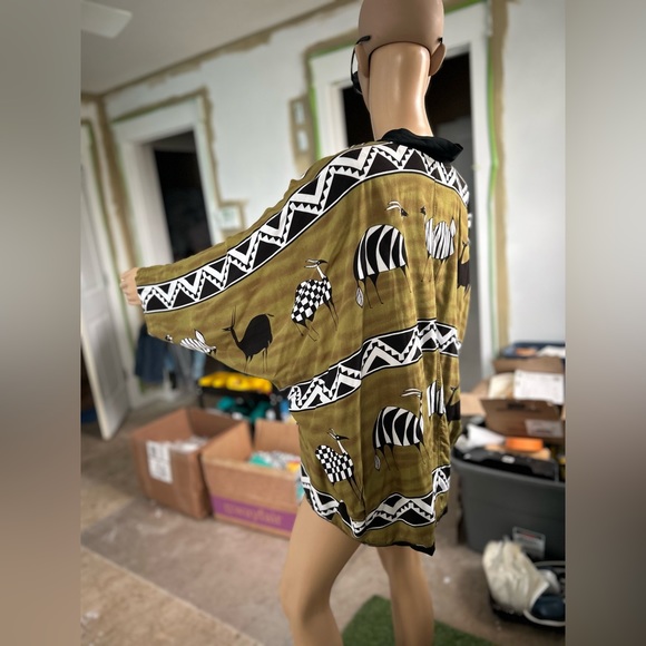 Reversible, Jacket, Throw, Cover, Button Front,Tribal, Africana, Wrap, Cape, - Picture 4 of 10